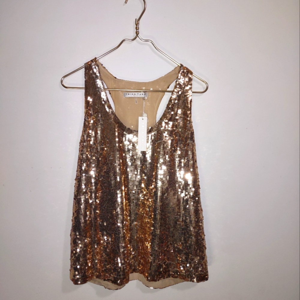 Trina Turk Sequin Halter Top